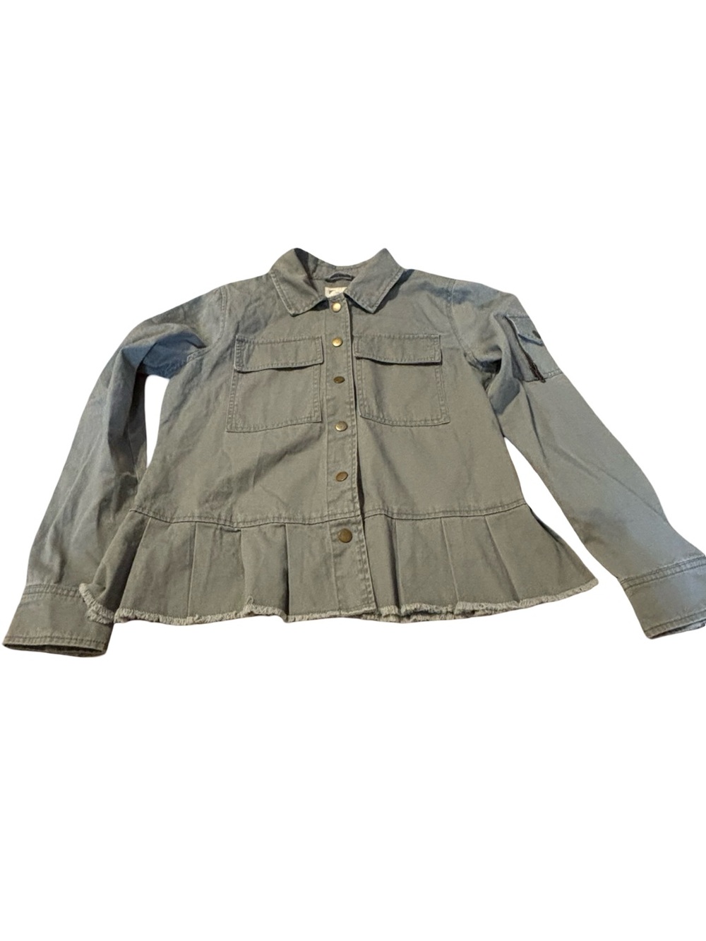 Green Cargo jacket - Peplum utility jacket size small - cargo pocket jacket